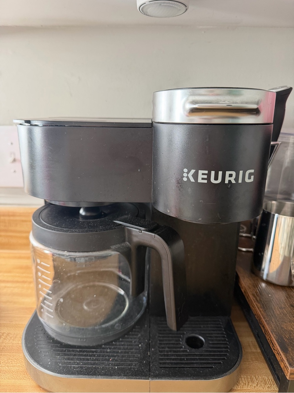 Keurig Black and Silver Drip Coffee Maker with Glass Carafe